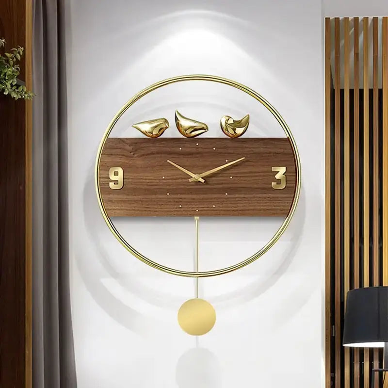 Golden Birds Pendulum Wall Clock - wall clock