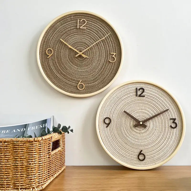 Cream white 35 cm silent wall clock in modern living room