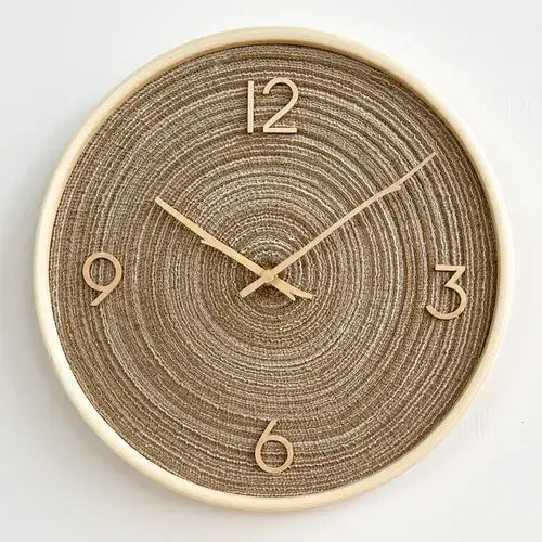 Side view of sweep quartz movement wooden wall clock