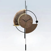 Large LED wall clock with soft backlight on a modern living room wall