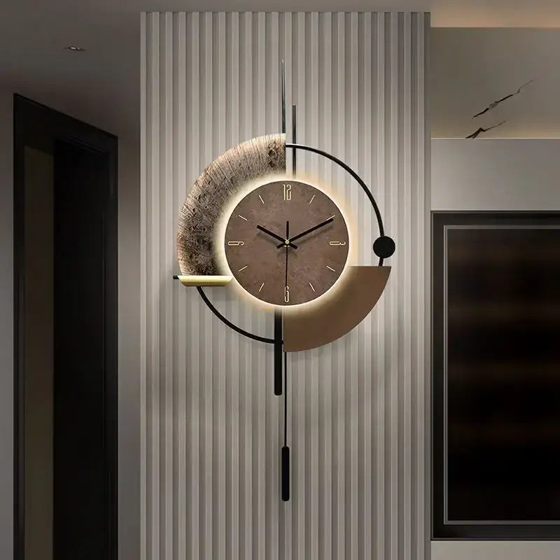 Full view of minimalist metal LED wall clock showing 80 cm length
