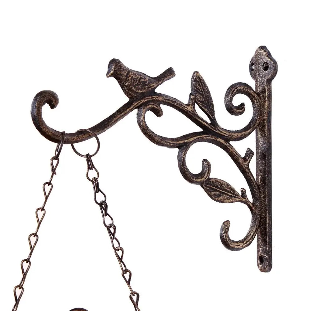 Industrial vintage wall clock with circular metal frame and bird design
