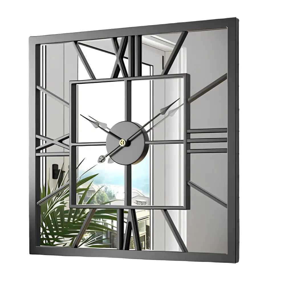 Square mirror clock pointer display detail shot