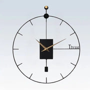 Black minimalist metal wall clock with geometric circular frame