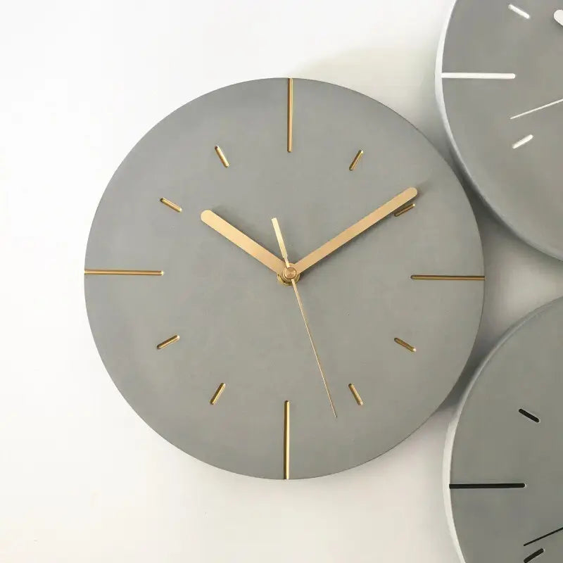 Dark gray concrete-style analog wall clock with sand texture finish