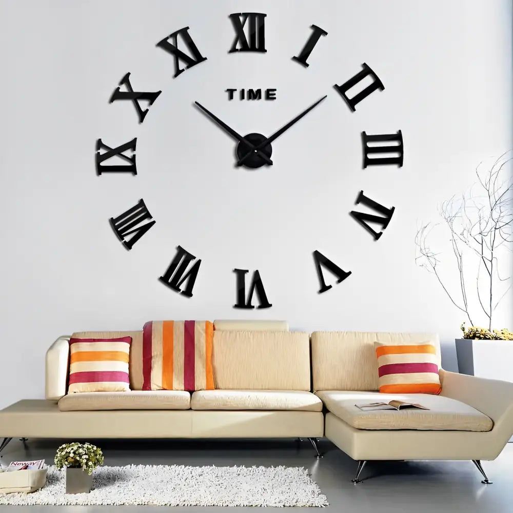 Large 120 cm roman numeral wall clock in gold finish