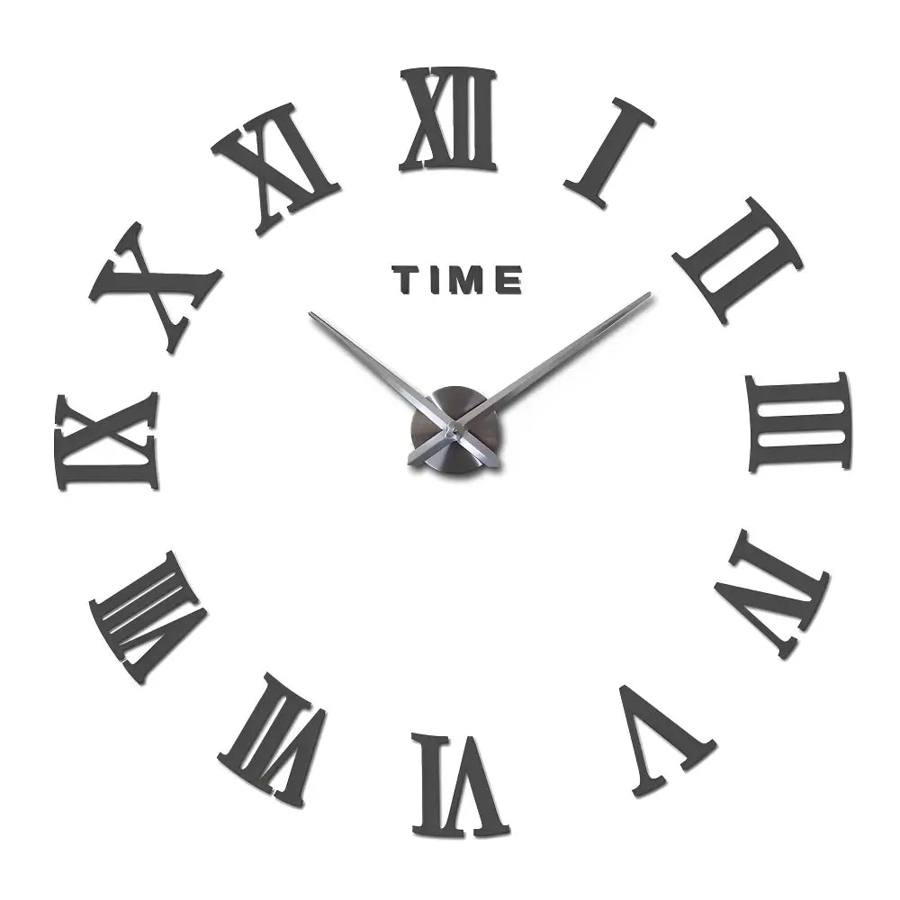 Roman numeral sticker wall clock in black minimalist bedroom setting