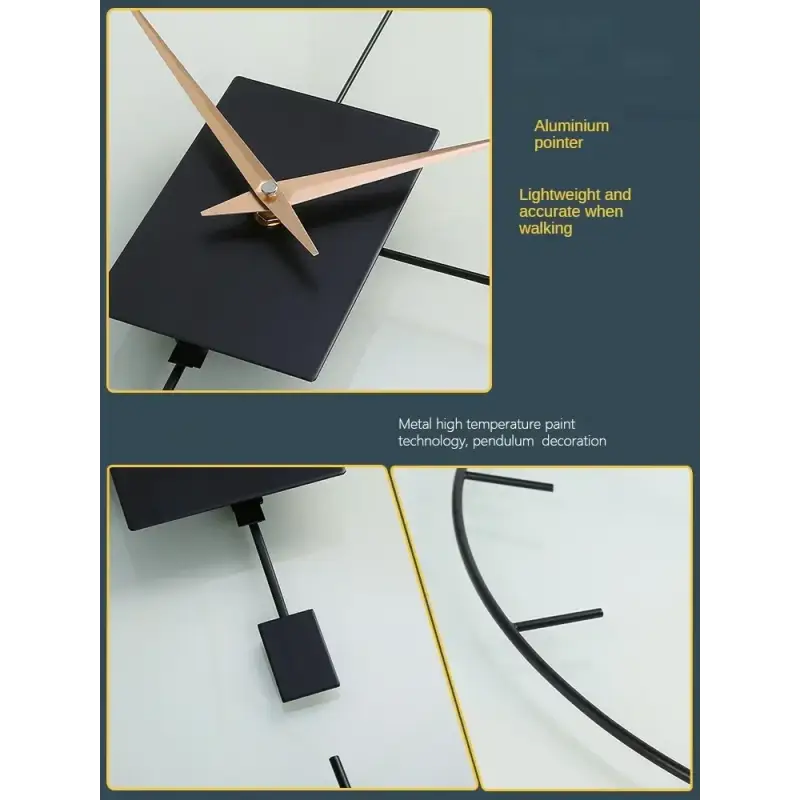 Black Designer Wall Clock - Modern Minimalist Metal