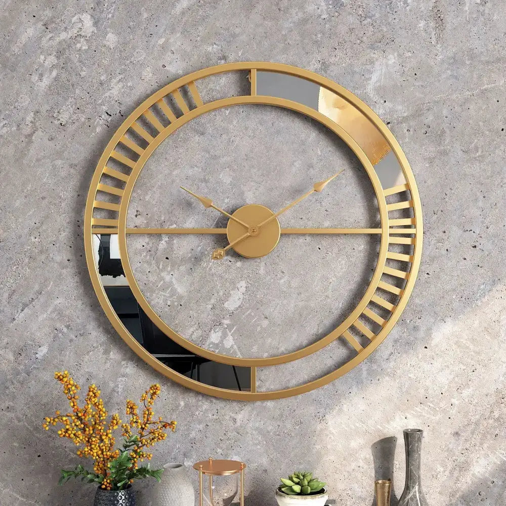 Industrial Clock with Mirror - wall clock