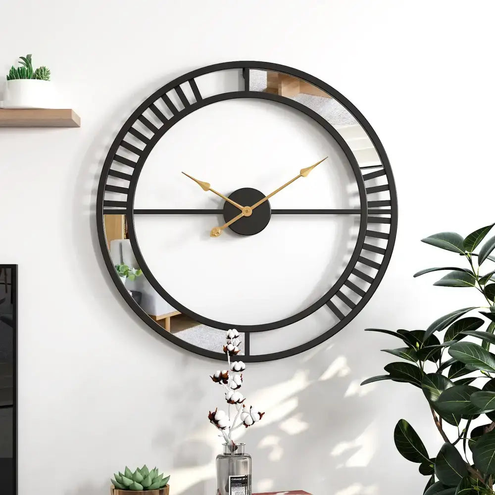 Industrial Clock with Mirror - wall clock