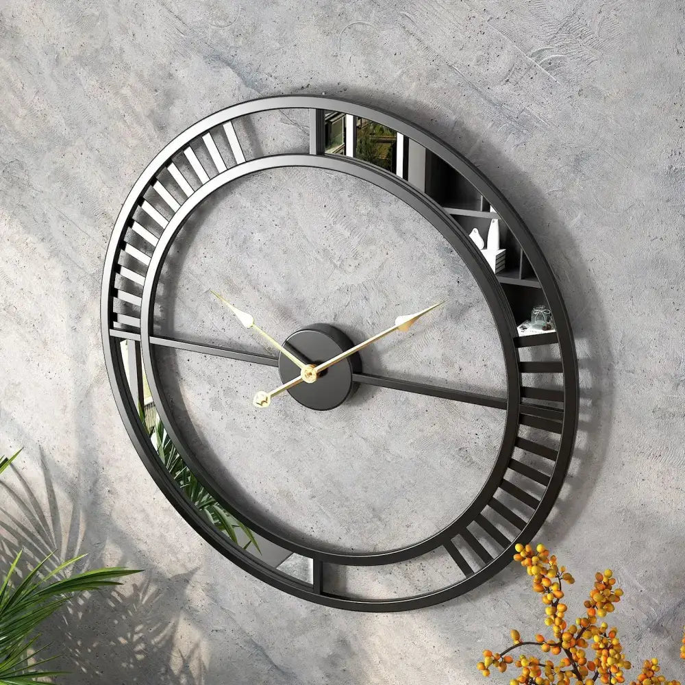 Industrial Clock with Mirror - wall clock