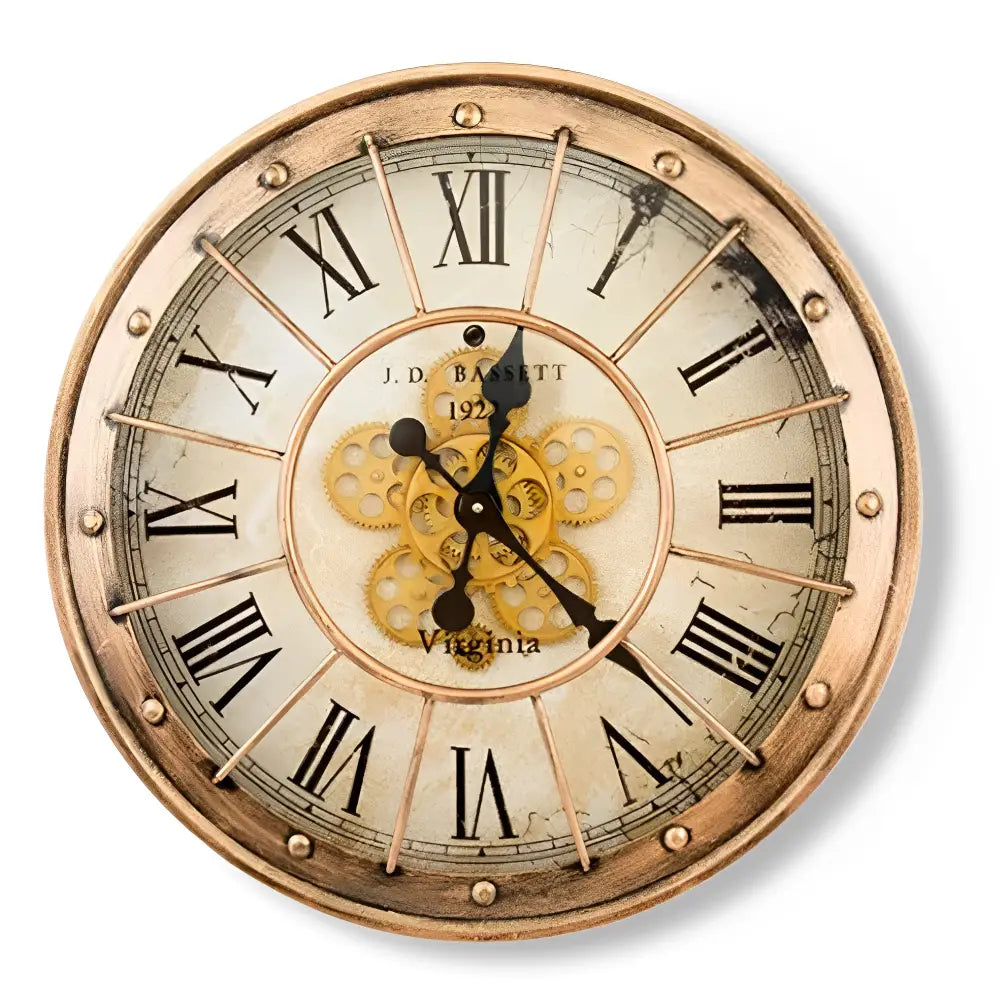 Industrial Gear Wall Clock - Vintage Steampunk Metal Decor