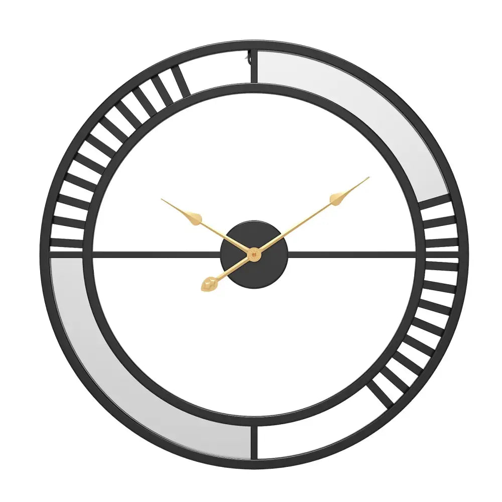 Industrial Loft Wall Clock with Mirror - Metal, 50 cm