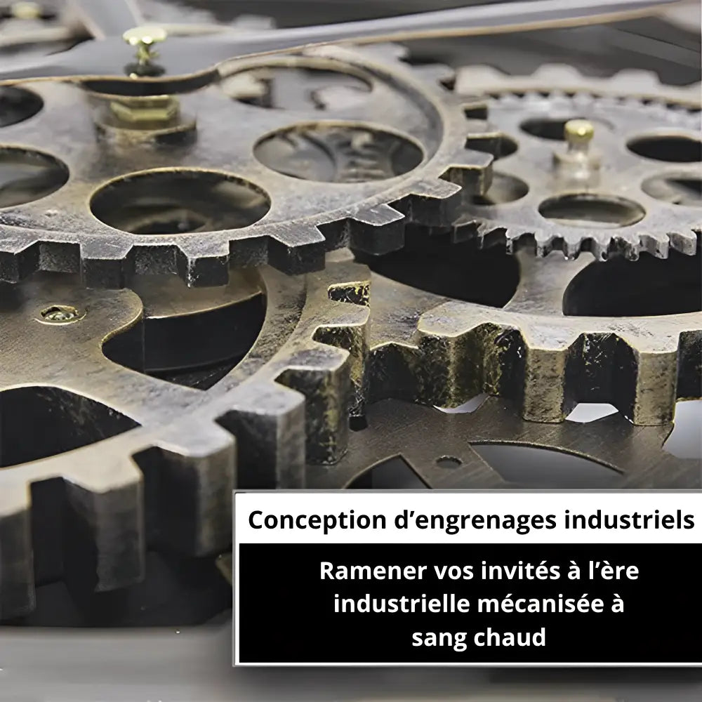 Industrial Mechanical Wall Clock - Mirror Dial Metal Case