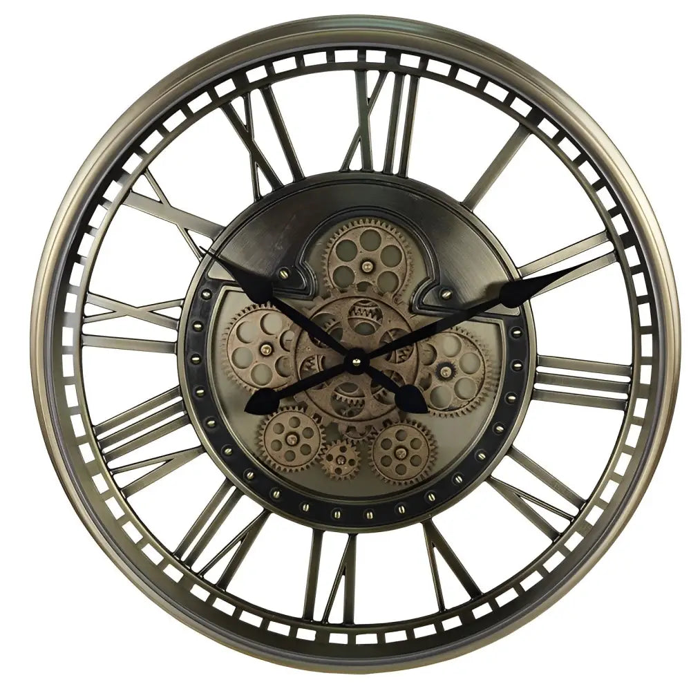 Industrial Mechanical Wall Clock - Mirror Dial Metal Case