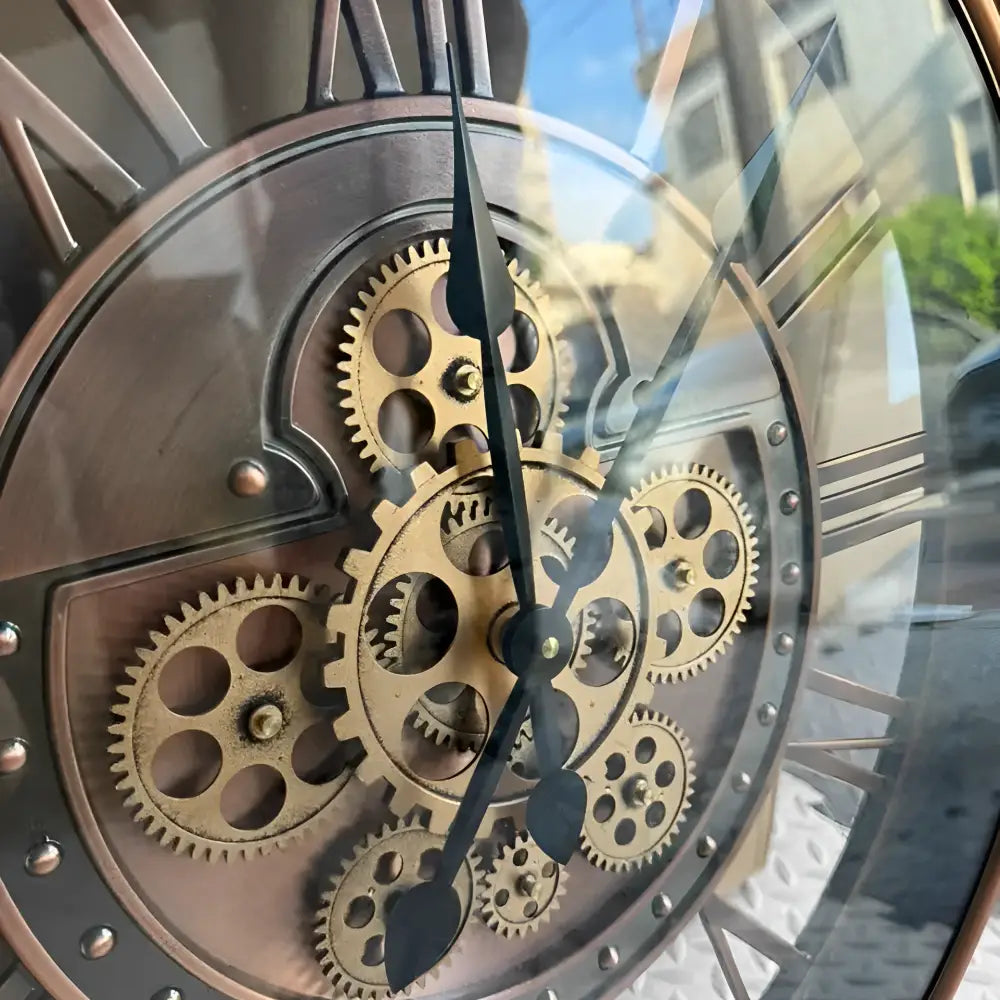 Side profile of industrial wall clock showing 8.5 cm metal case depth