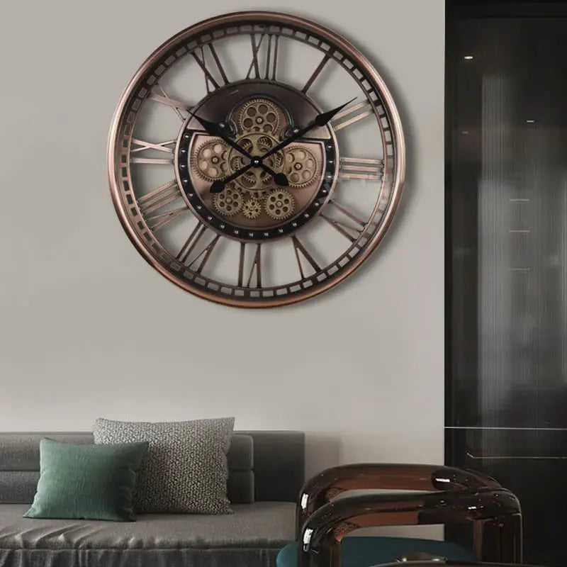Industrial Mechanical Wall Clock - Mirror Dial Metal Case