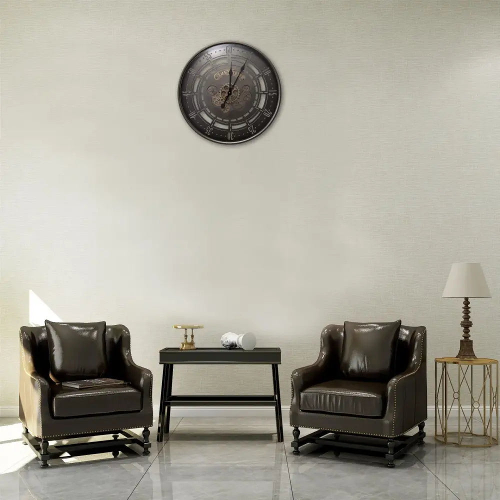 Industrial Spin Time Vintage Wall Clock - Rotating Gear