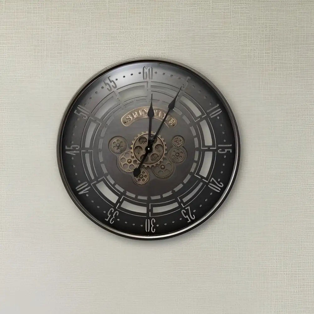 Industrial Spin Time Vintage Wall Clock - Rotating Gear