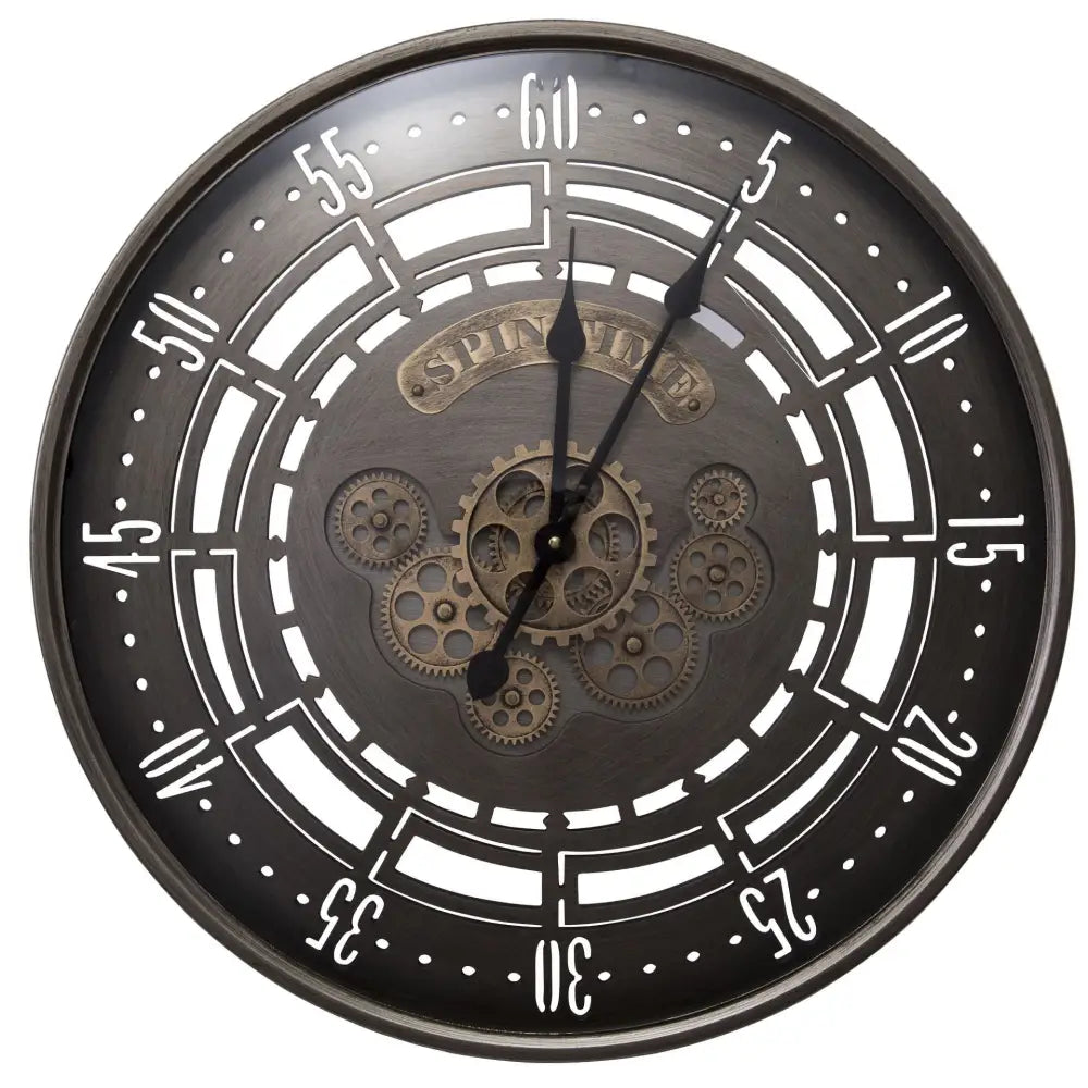 Industrial Spin Time Vintage Wall Clock - Rotating Gear