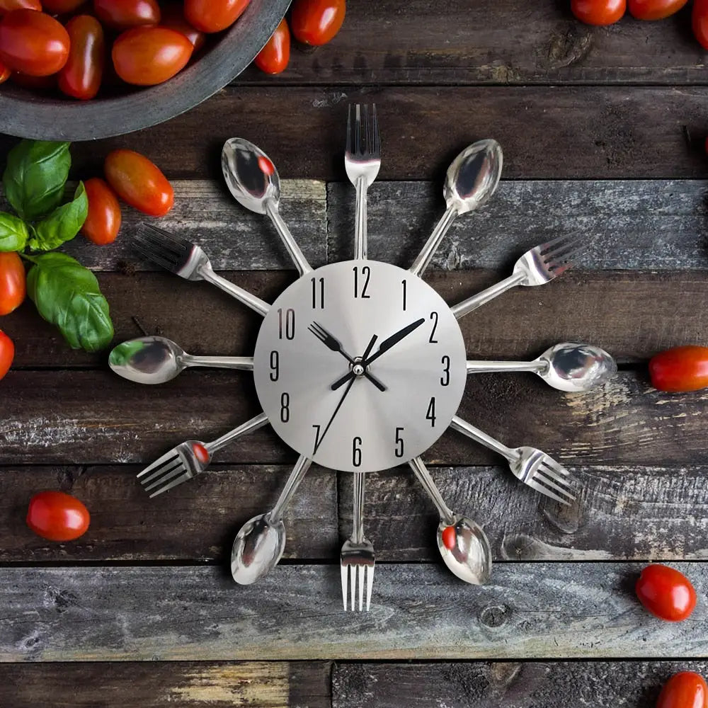 Black modern kitchen wall clock with analog hands