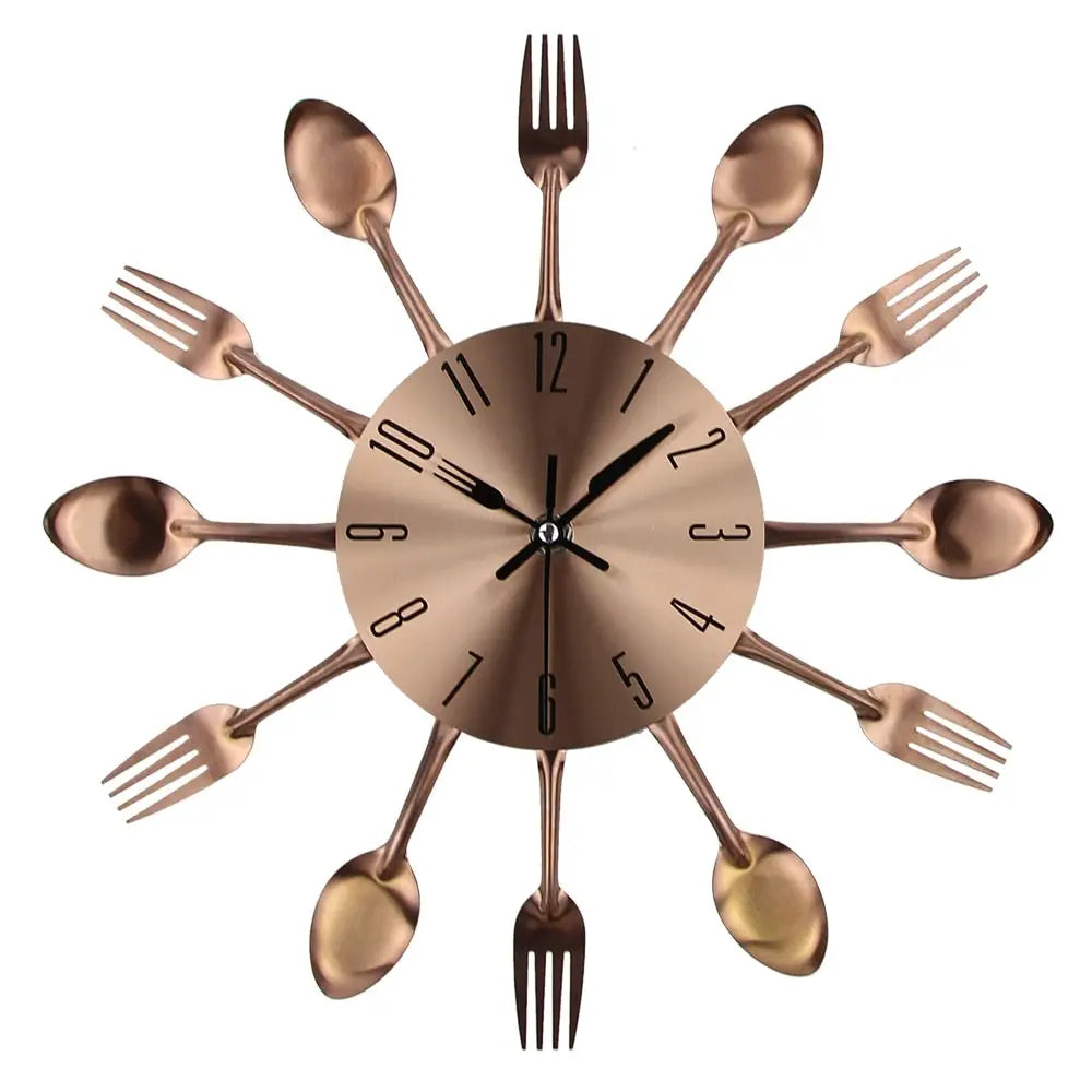 White silent quartz wall clock in kitchen setting