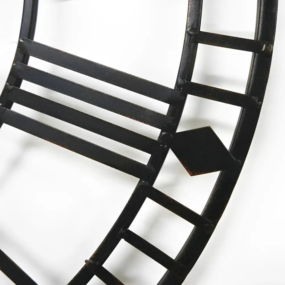 Black industrial wall clock 80 cm side profile showing 12 mm depth
