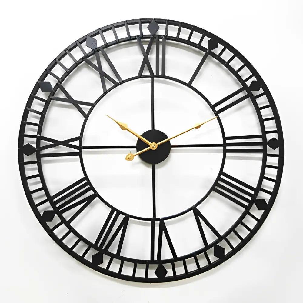 Large 80 cm Industrial Metal Wall Clock - Black Vintage Design