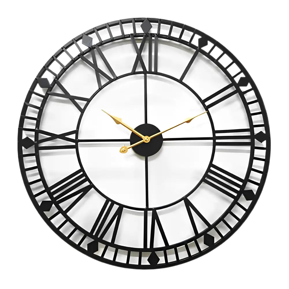 Large 80 cm Industrial Metal Wall Clock - Black Vintage Design