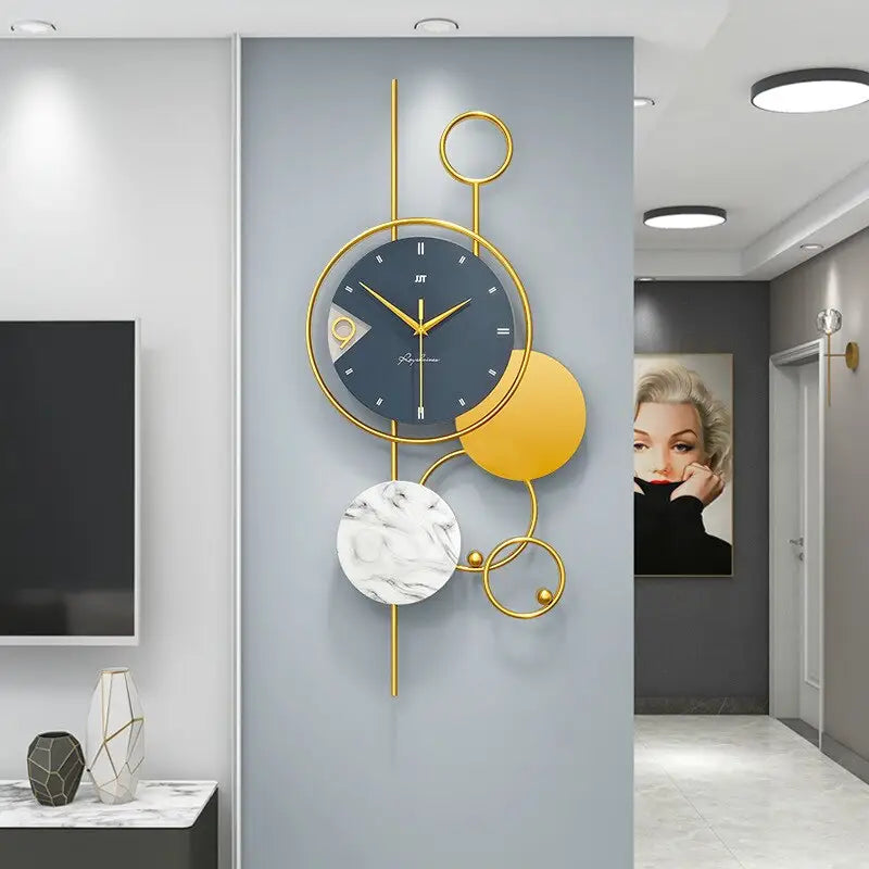 Large Contemporary Geometric Wall Clock - Silent Sweep