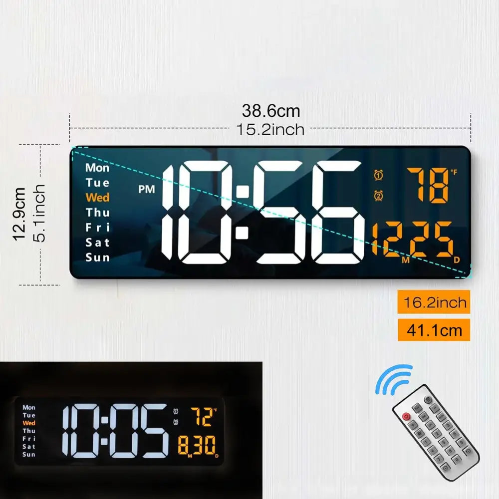 Large Digital Wall Clock - 1 Color Letters