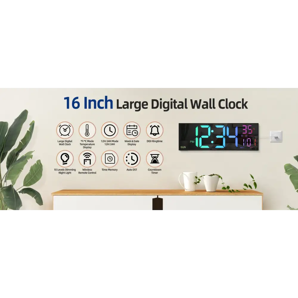 Large Digital Wall Clock