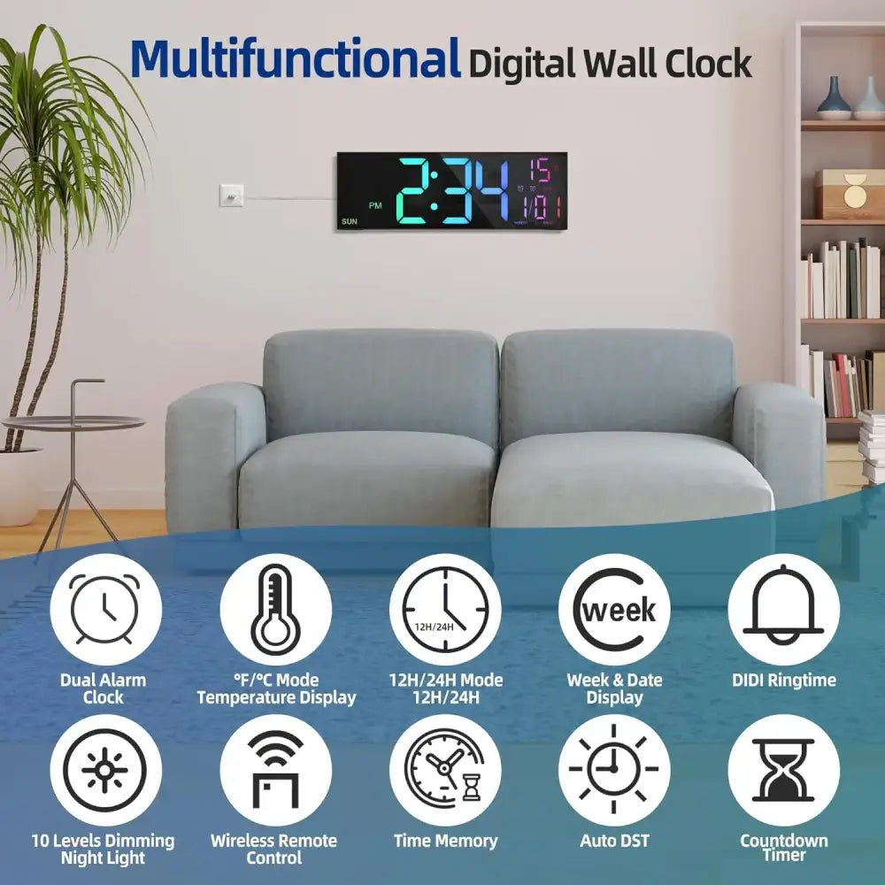 Large Digital Wall Clock