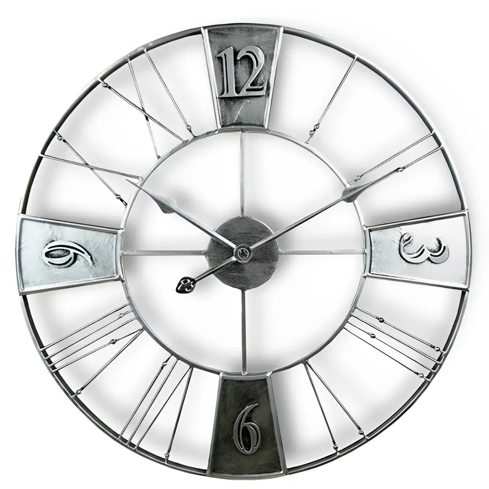 Large Factory-Style Metal Wall Clock - 60 cm Industrial Design