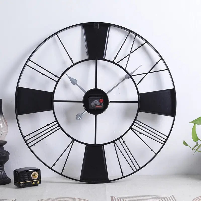 Large Factory-Style Metal Wall Clock - 60 cm Industrial Design