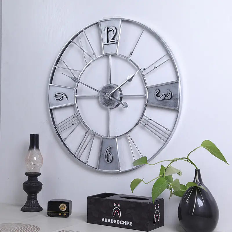 Large Factory-Style Metal Wall Clock - 60 cm Industrial Design