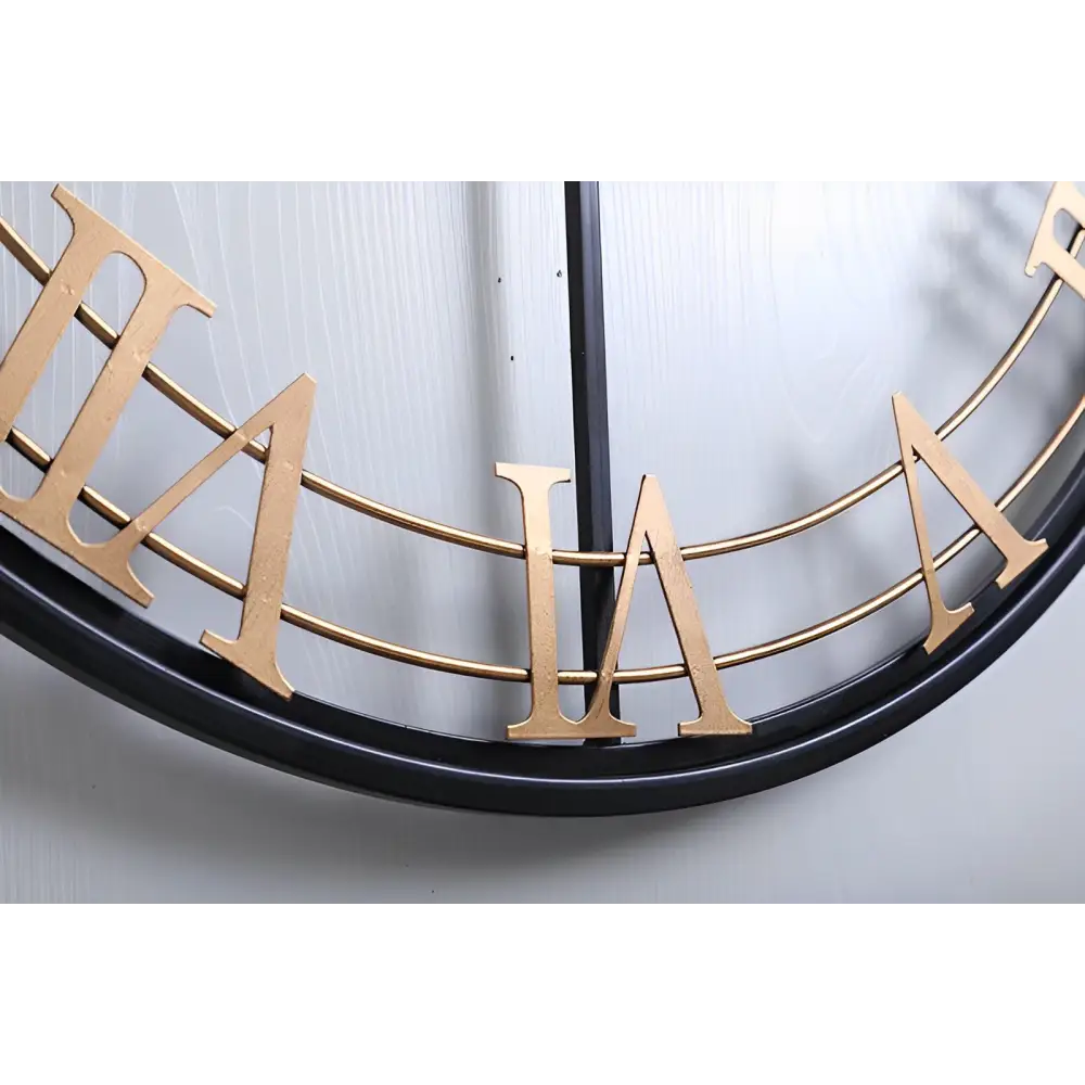 Large Roman Numeral Wall Clock - Industrial Metal Design, 60 cm