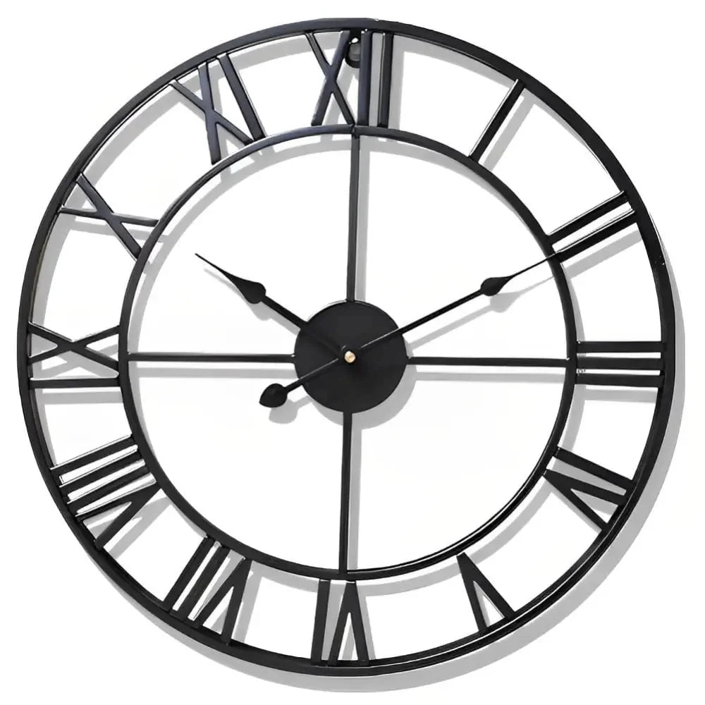 Large Roman Numeral Wall Clock - Metal, Silent Quartz