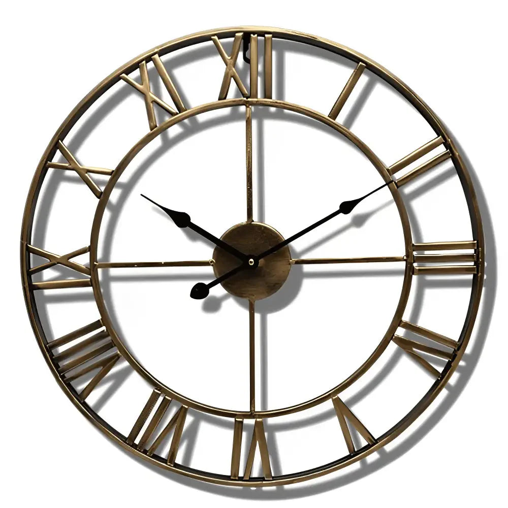 Large Roman Numeral Wall Clock - Metal, Silent Quartz
