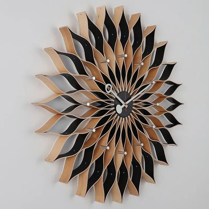 Large Sunflower Wall Clock - Log Color