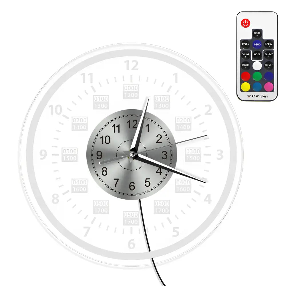 LED Backlit Wall Clock - Silent Quartz, Acrylic, 12 in Dial