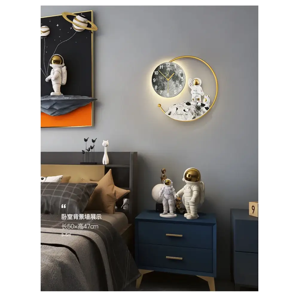 LED Crescent Moon Wall Clock Lamp