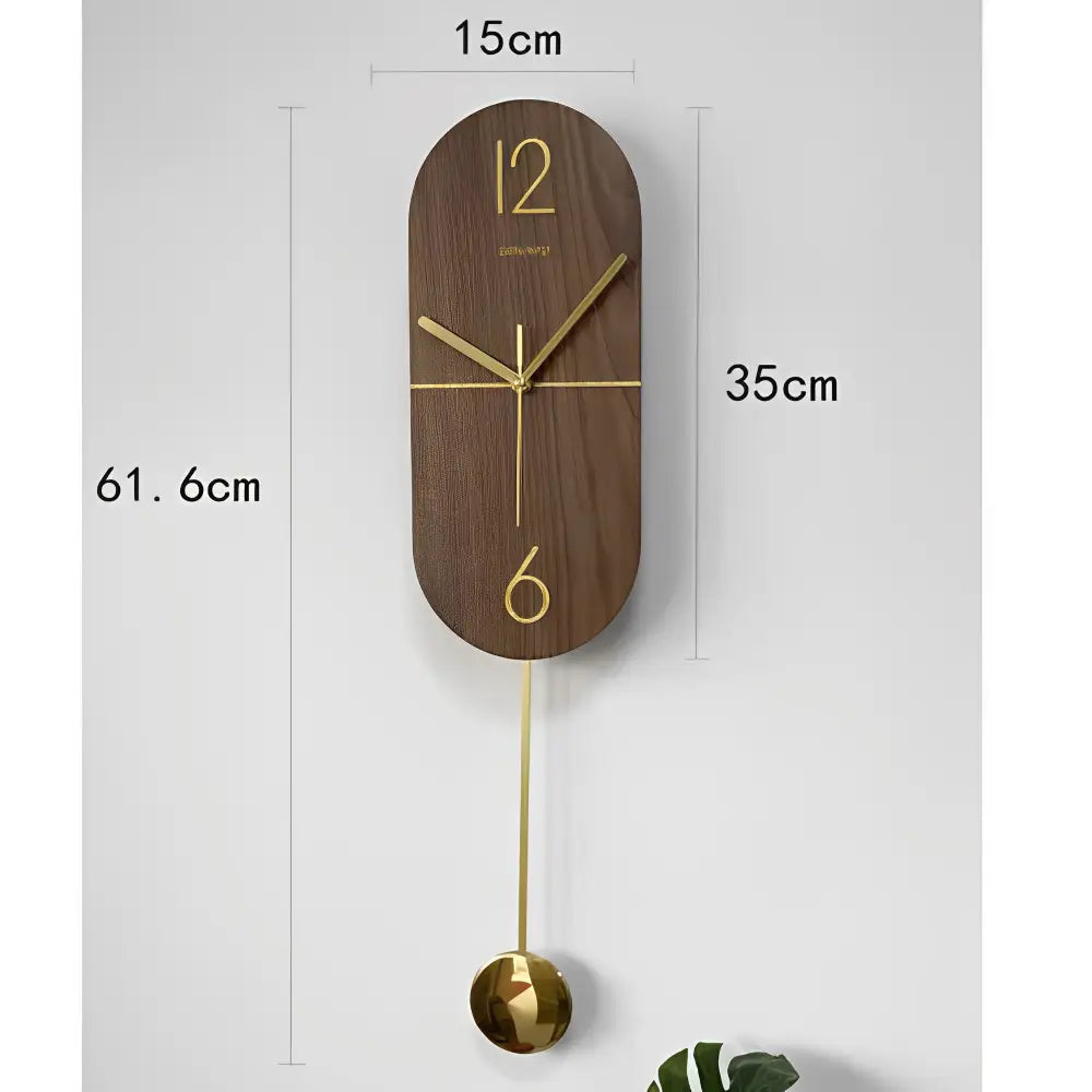 Linea walnut wall clock displayed in a modern living room