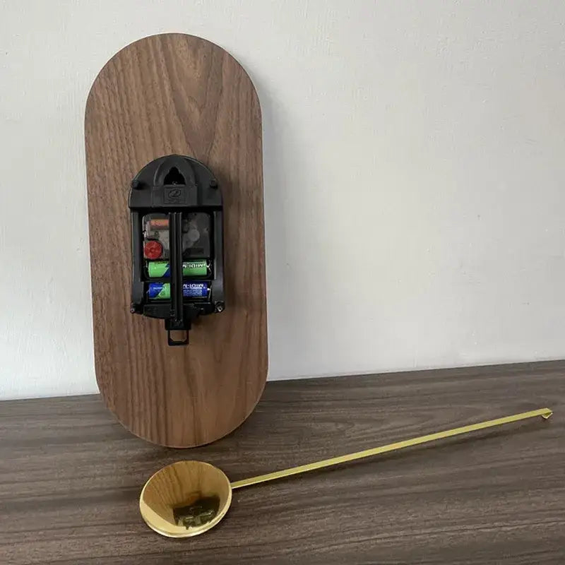 Linea Walnut & Gold Pendulum Wall Clock - Modern Wood Design