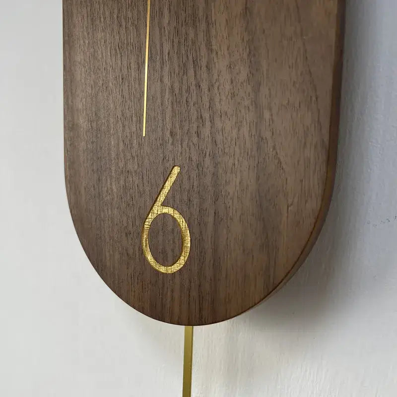 Linea Walnut & Gold Pendulum Wall Clock - Modern Wood Design
