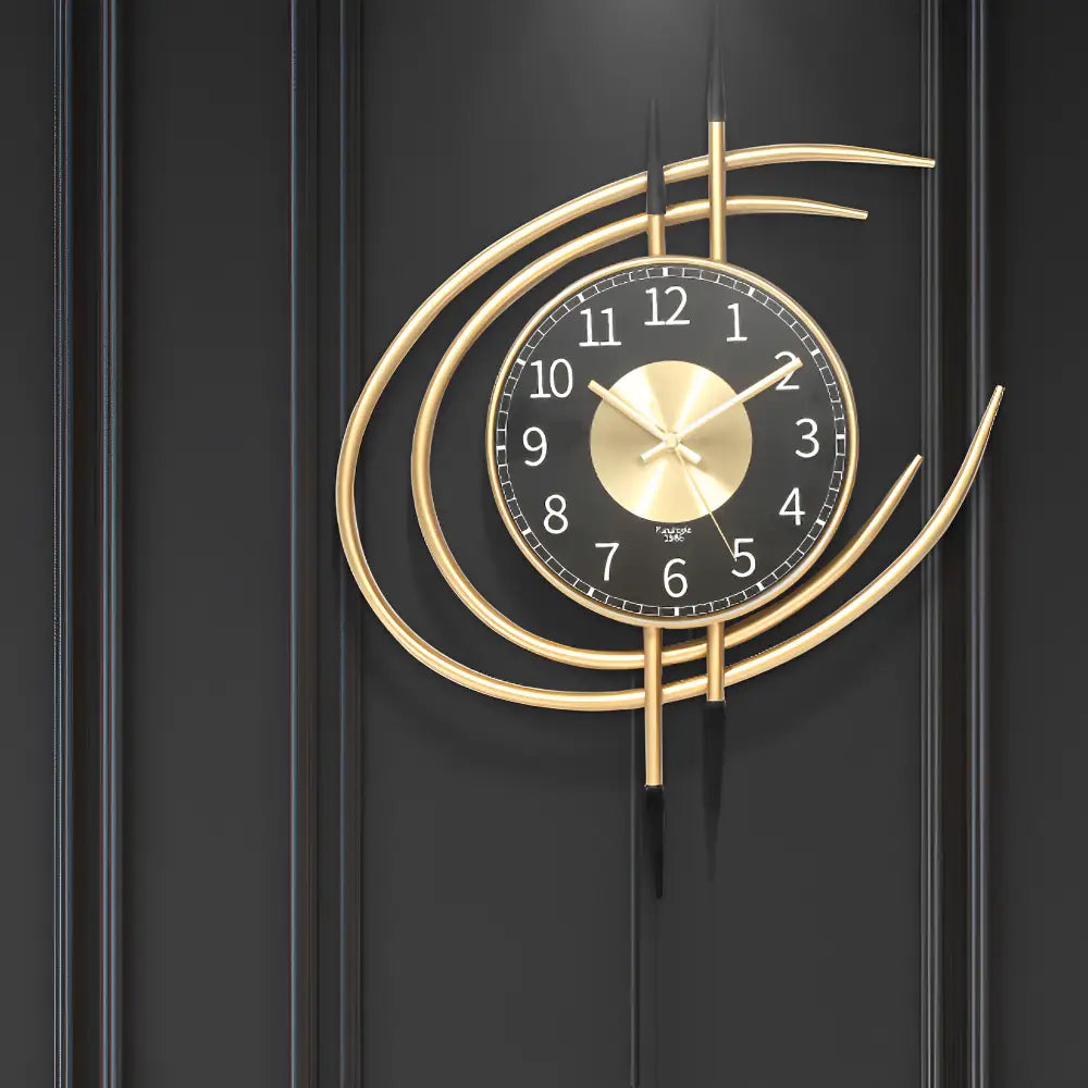 Designer wall clock 22x17 inches styled in a minimalist bedroom setting