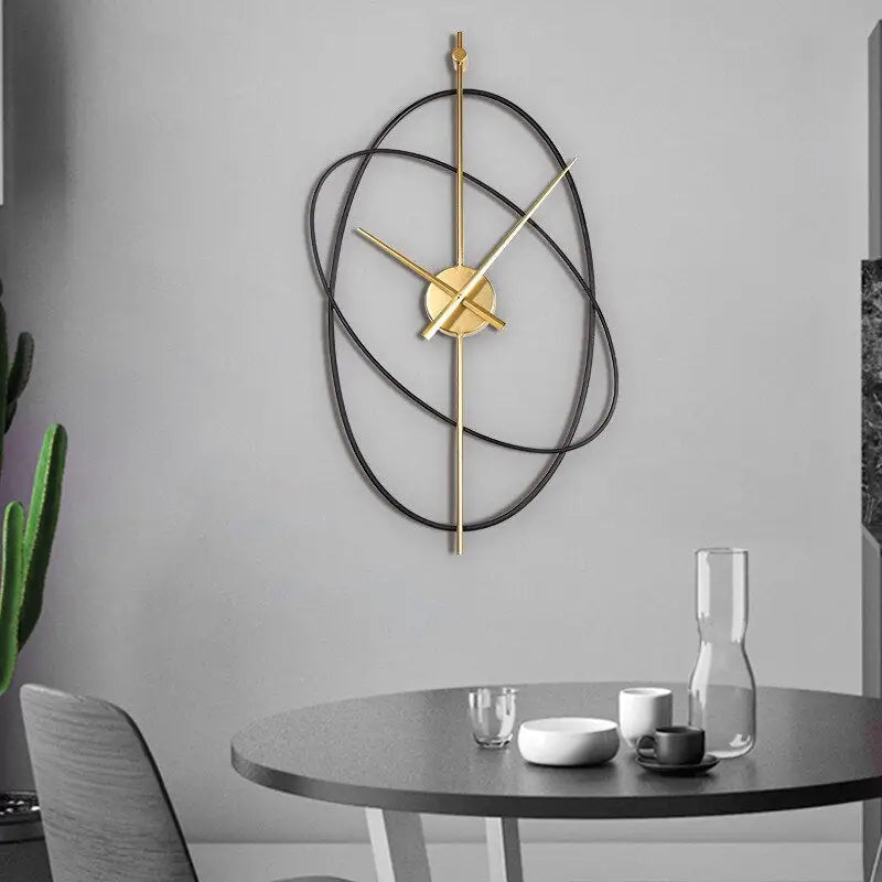 Luxury rings wall clock styled in a modern bedroom setting