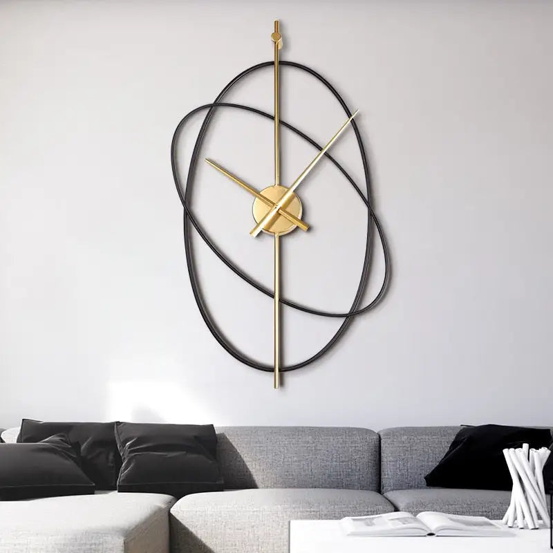 Side profile of the oval metal frame luxury wall clock