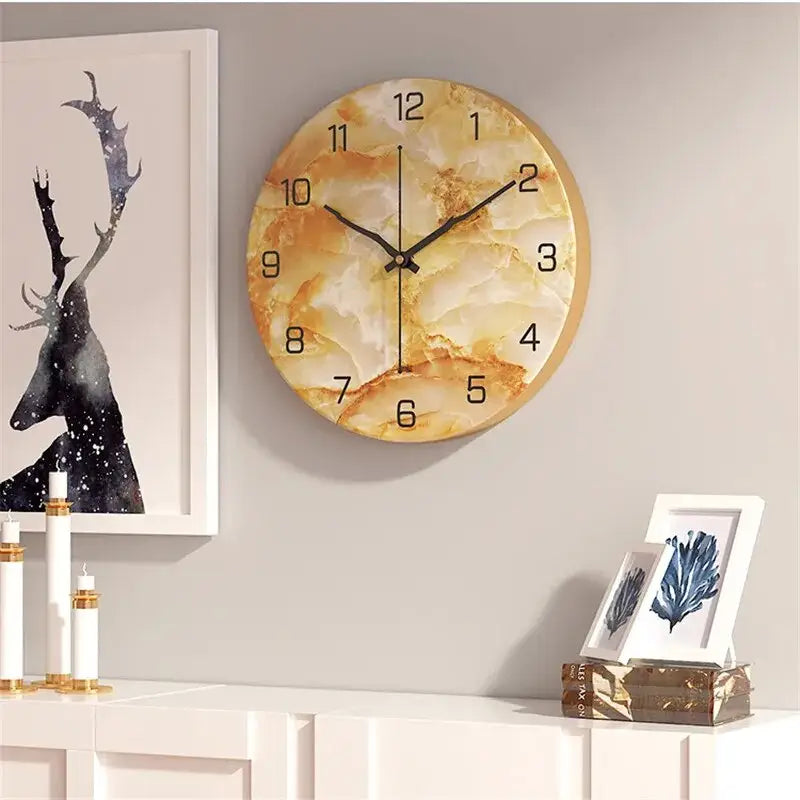 Marble Effect Wall Clock - Modern Nordic Design
