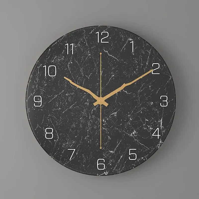 Marble Effect Wall Clock - Modern Nordic Design
